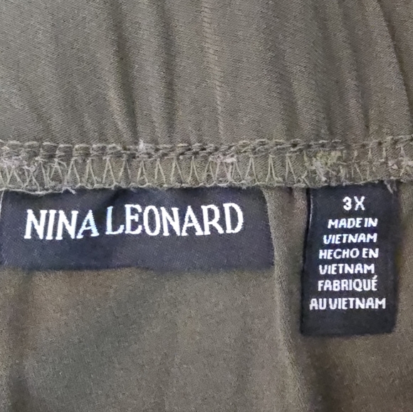 Nina Leonard Harem Pants Jogger Style Green Zipper Pockets 3X Plus - Picture 9 of 16